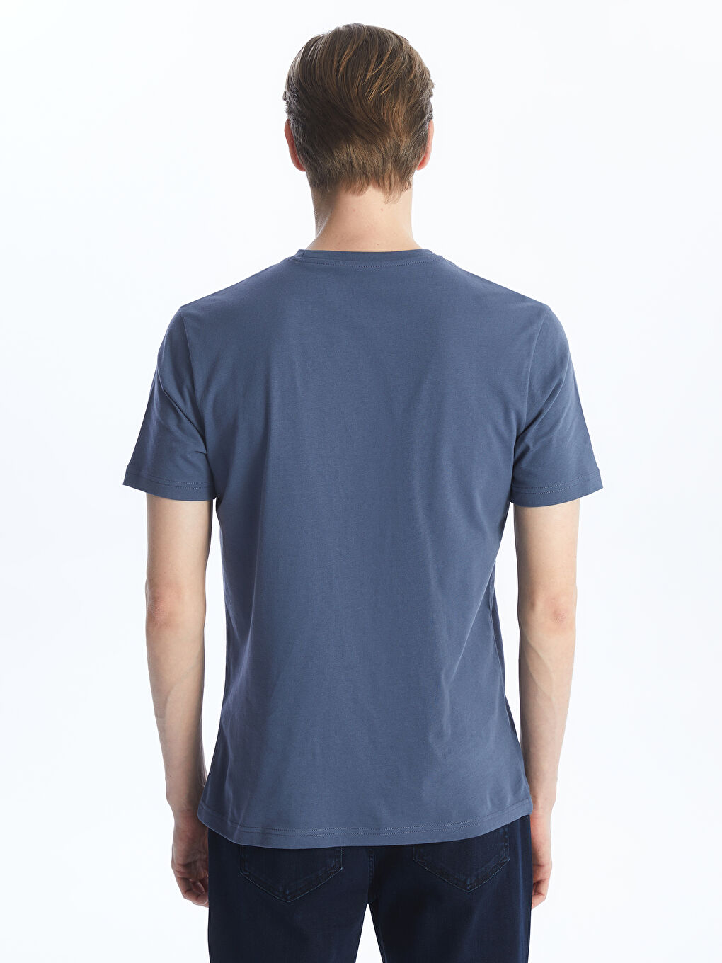 İndigo Bisiklet Yaka Penye Erkek Tişört-4