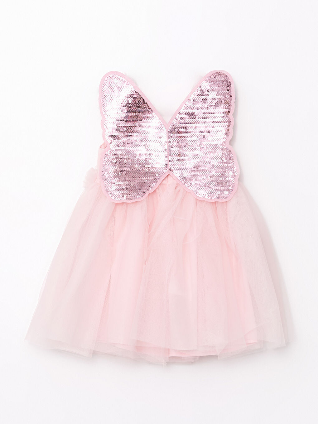 Pembe Kare Yaka Kız Bebek Dantel Elbise-4