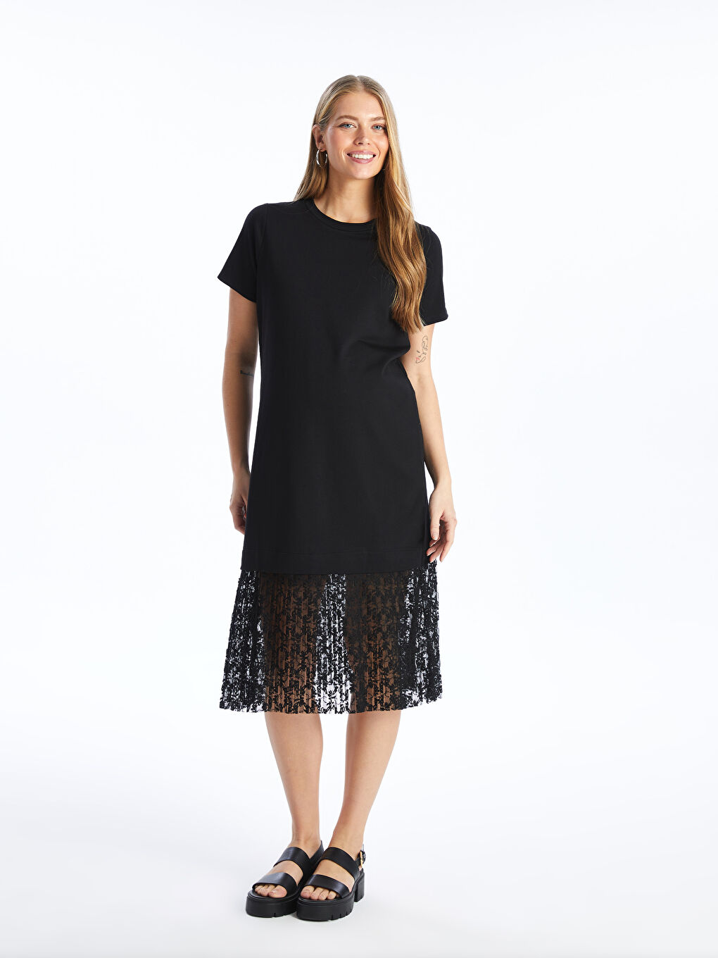 Crew Neck Straight Short Sleeve Maternity Dress -S4K761Z8-CVL
