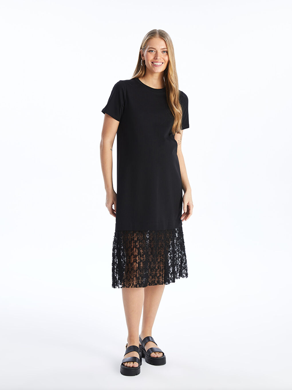 Crew Neck Straight Short Sleeve Maternity Dress -S4K761Z8-CVL
