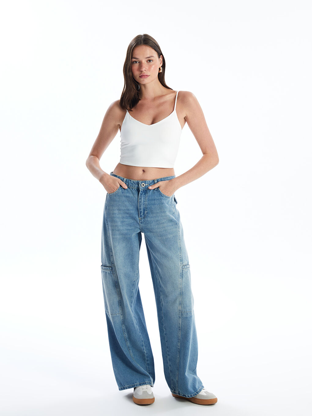 V-Neck Straight Strap Women's Crop -S4K764Z8-Q6K