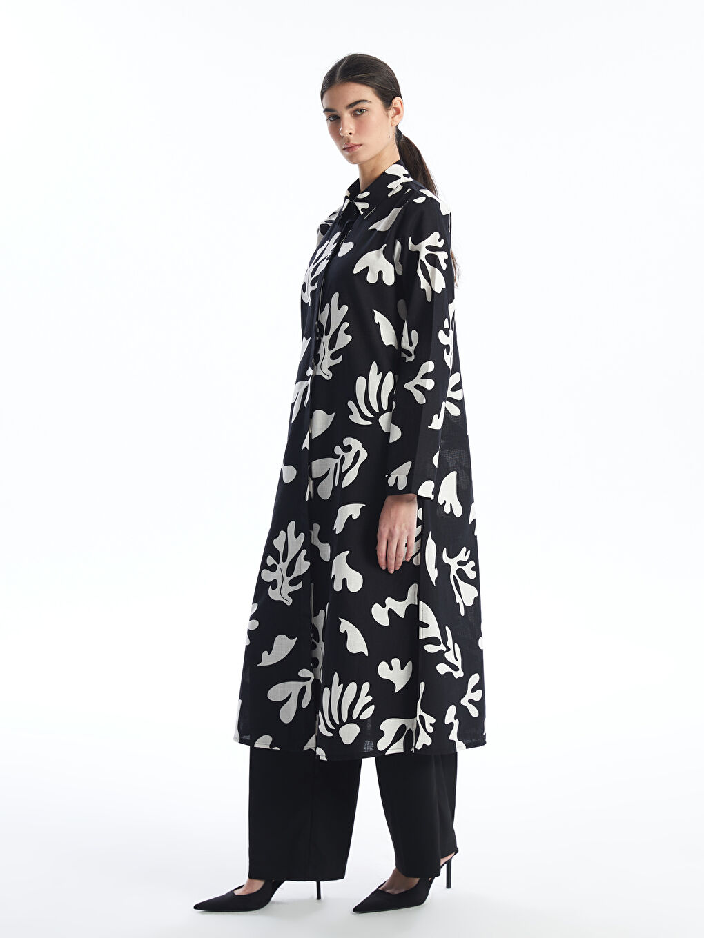 Patterned Women's Shirt Tunic -S4K772Z8-SW6