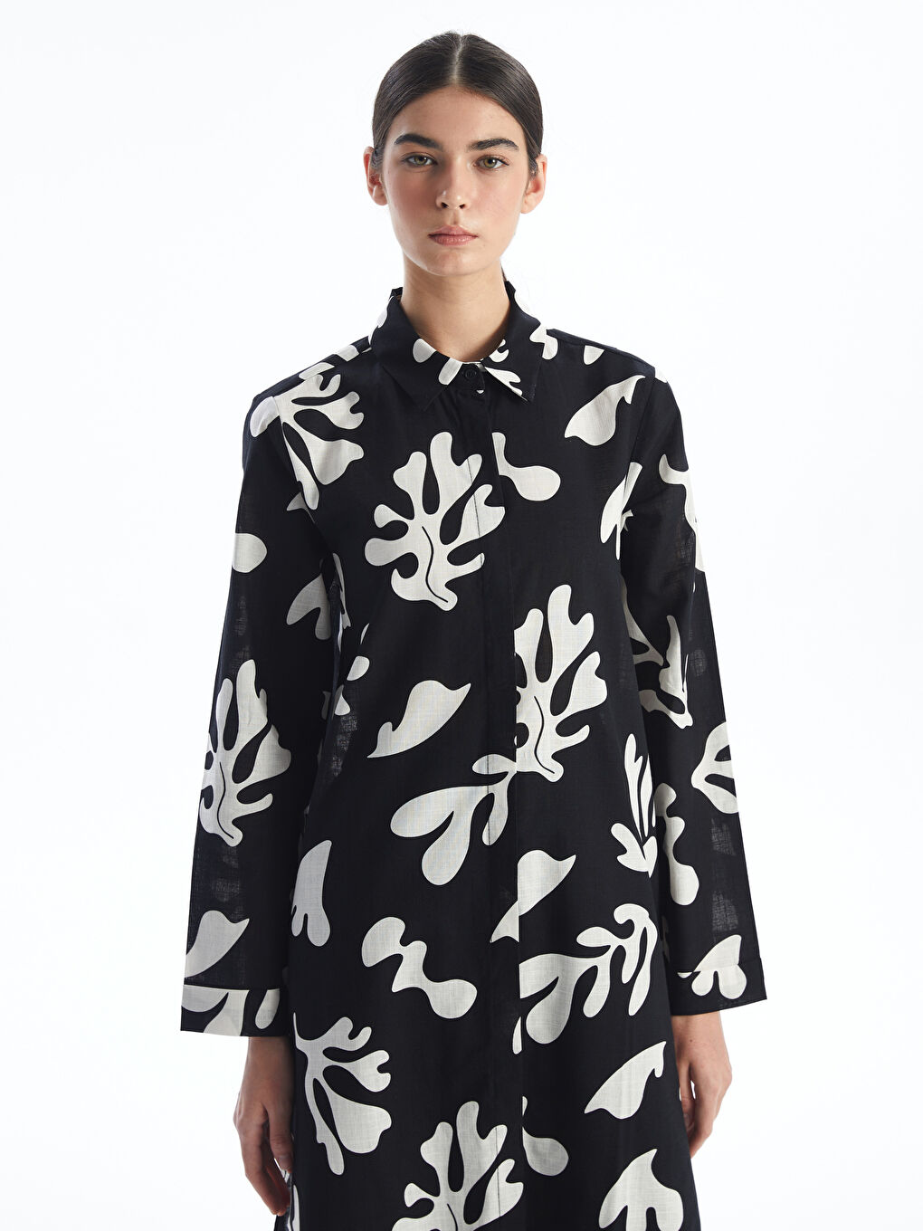 Patterned Women's Shirt Tunic -S4K772Z8-SW6