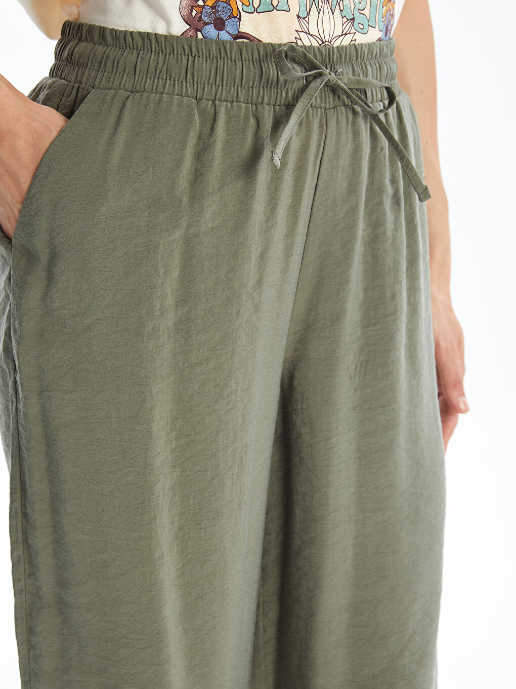 Elastic Waist Comfortable Fit Women Palazzo Trousers -S4K777Z8-YHN