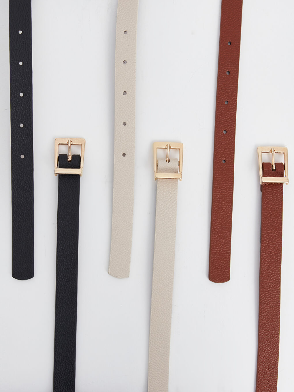 Siyah Deri Görünümlü Kadın Kemer 3'lü-4