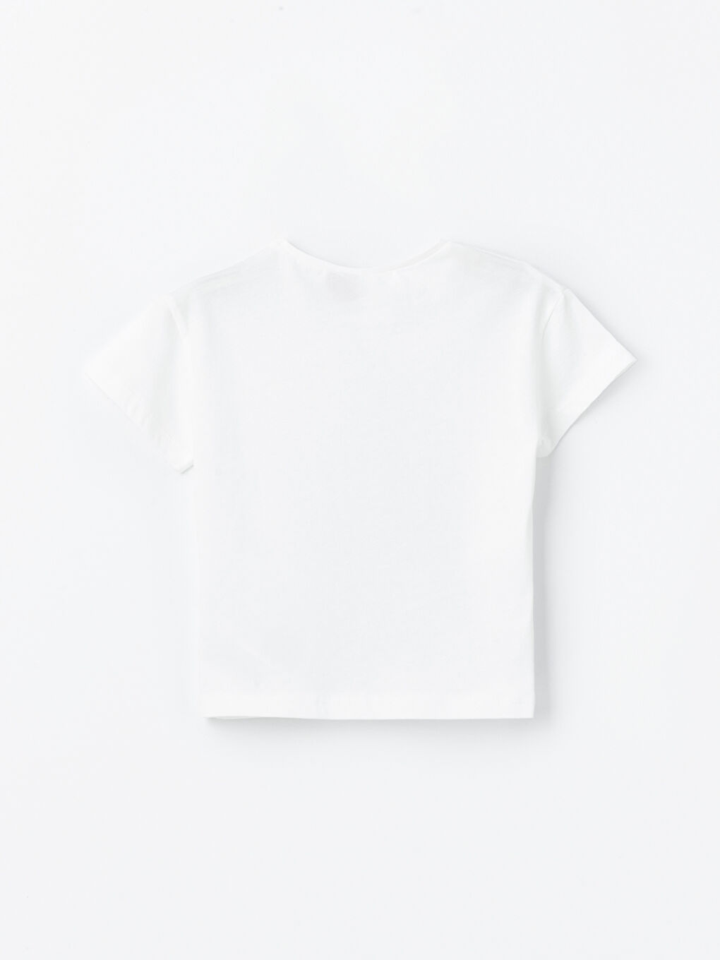 Ekru Bisiklet Yaka Kısa Kollu Elsa Baskılı Kız Bebek Tişört-1