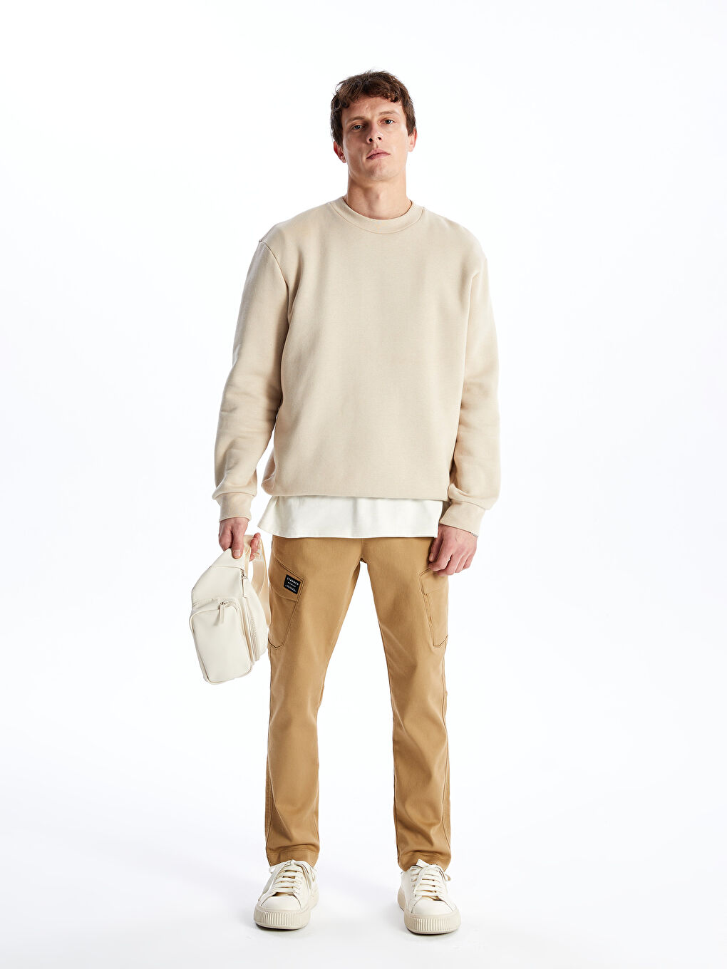 Kahverengi Slim Fit Erkek Kargo Pantolon-1