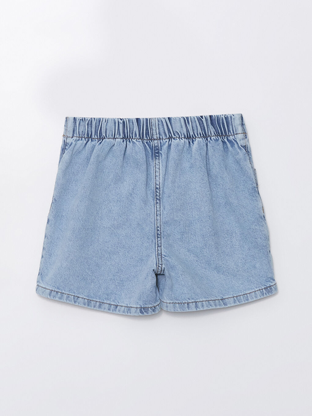 Mavi Beli Lastikli Kız Çocuk Jean Şort Etek-2