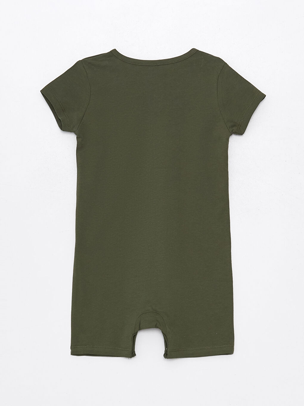Haki Bisiklet Yaka Kısa Kol Baskılı Pamuklu Kız Bebek Tulum-1