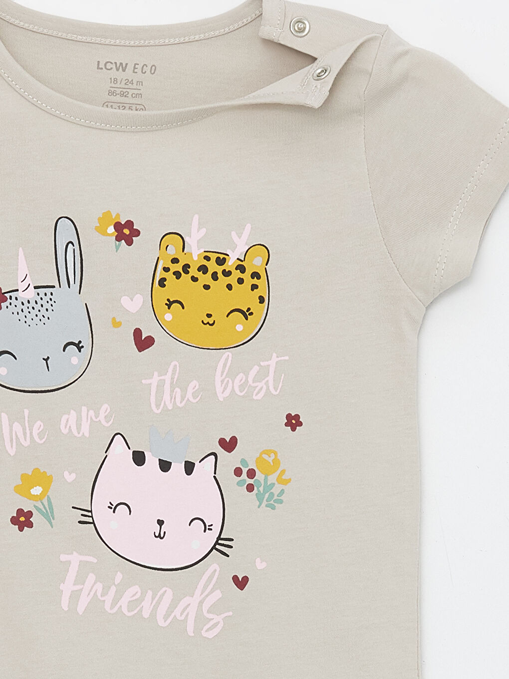 Bej Bisiklet Yaka Kısa Kol Baskılı Pamuklu Kız Bebek Tulum-2