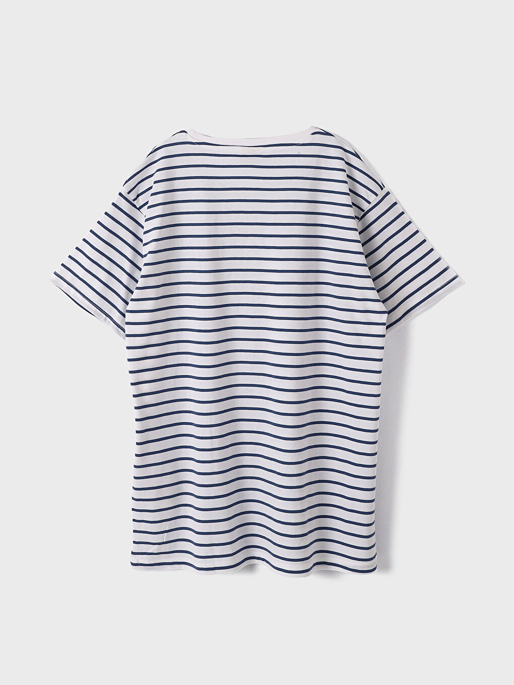 تيشيرت ياقة دائرية مخطط كم قصير للأولاد-1