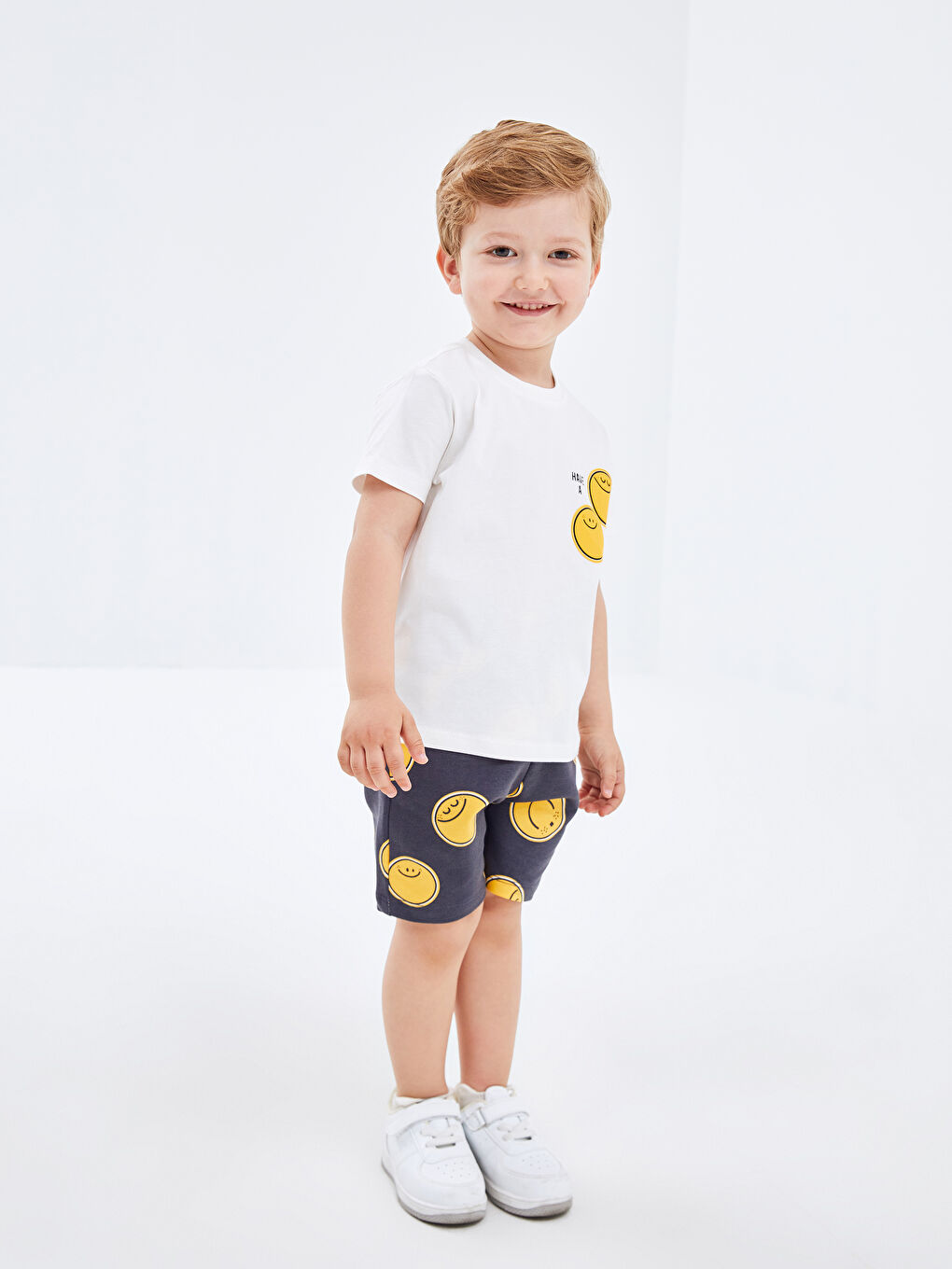Crew Neck Short Sleeve Printed Baby Boy T-Shirt and Shorts 2-Piece Set -S4K969Z1-R9J