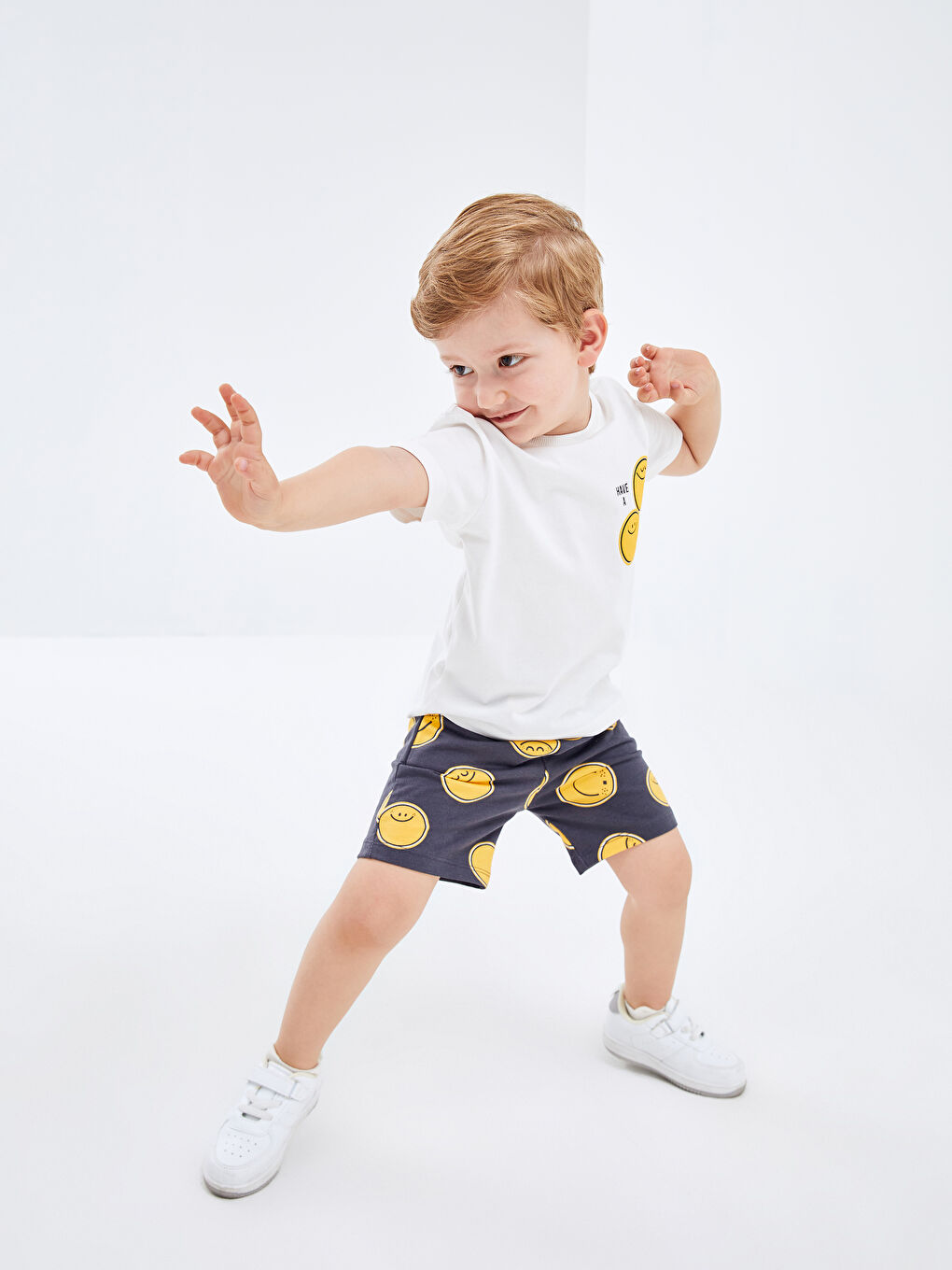 Crew Neck Short Sleeve Printed Baby Boy T-Shirt and Shorts 2-Piece Set -S4K969Z1-R9J