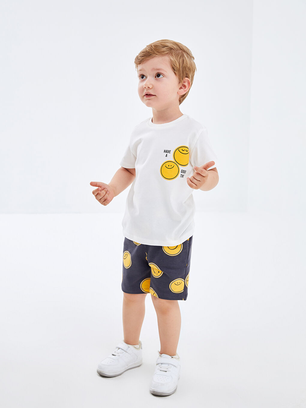 Crew Neck Short Sleeve Printed Baby Boy T-Shirt and Shorts 2-Piece Set -S4K969Z1-R9J