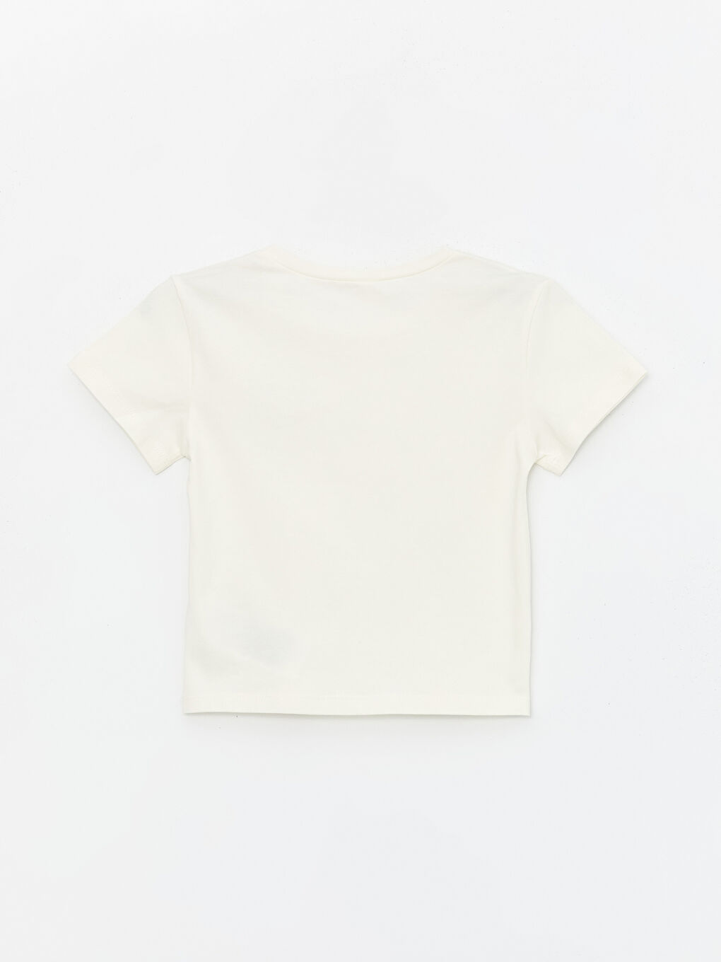 Ekru Bisiklet Yaka Kısa Kollu Çiçekli Kız Bebek Tişört ve Şort 2'li Takım-2