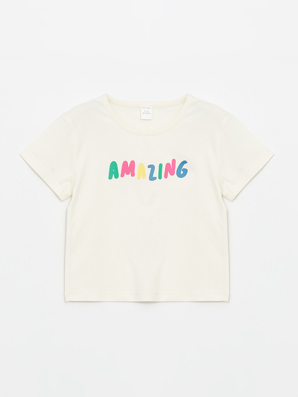 Ekru Bisiklet Yaka Kısa Kollu Kız Bebek Tişört ve Şort 2'li Takım-1