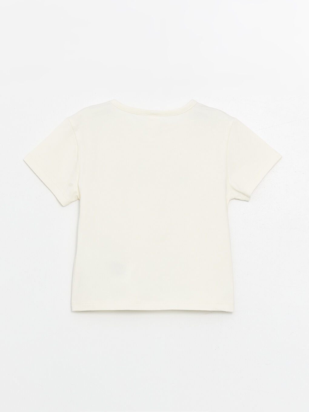 Ekru Bisiklet Yaka Kısa Kollu Kız Bebek Tişört ve Şort 2'li Takım-2