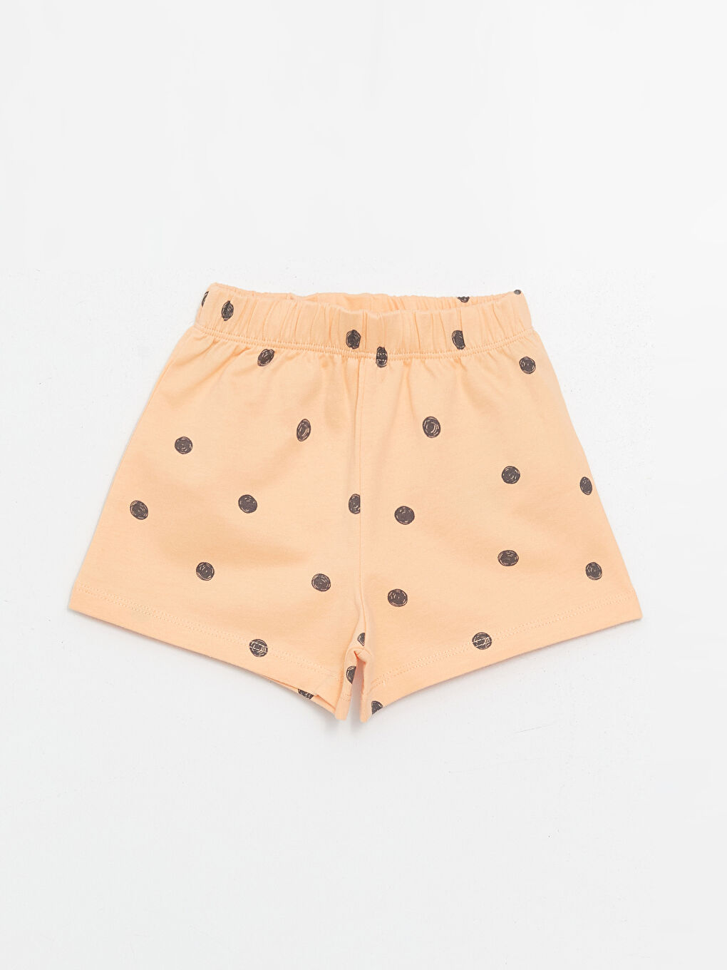 Ekru Bisiklet Yaka Kısa Kollu Kız Bebek Tişört ve Şort 2'li Takım-3