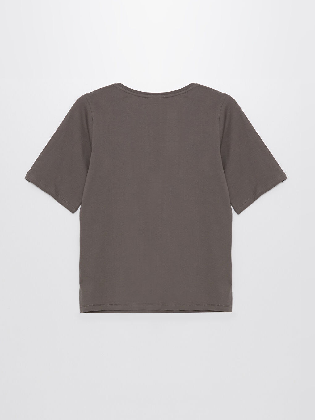 Bej Bisiklet Yaka Baskılı Kısa Kollu Kadın Tişört-6