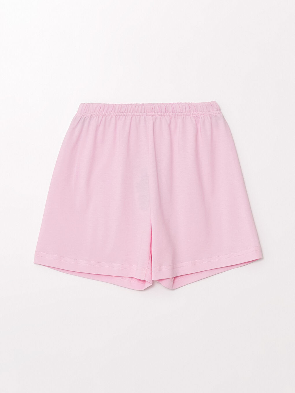 طقم بيجامة للبنات مطبوع بياقة دائرية مع شورت-4