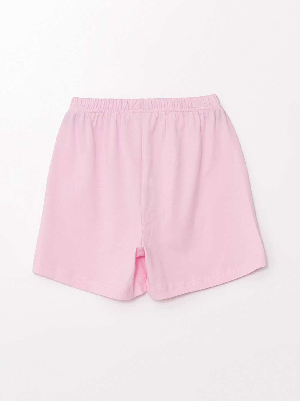 طقم بيجامة للبنات مطبوع بياقة دائرية مع شورت-6