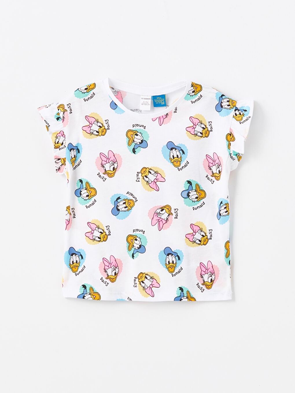 Beyaz Bisiklet Yaka Daisy Duck Baskılı Kız Bebek Tişört