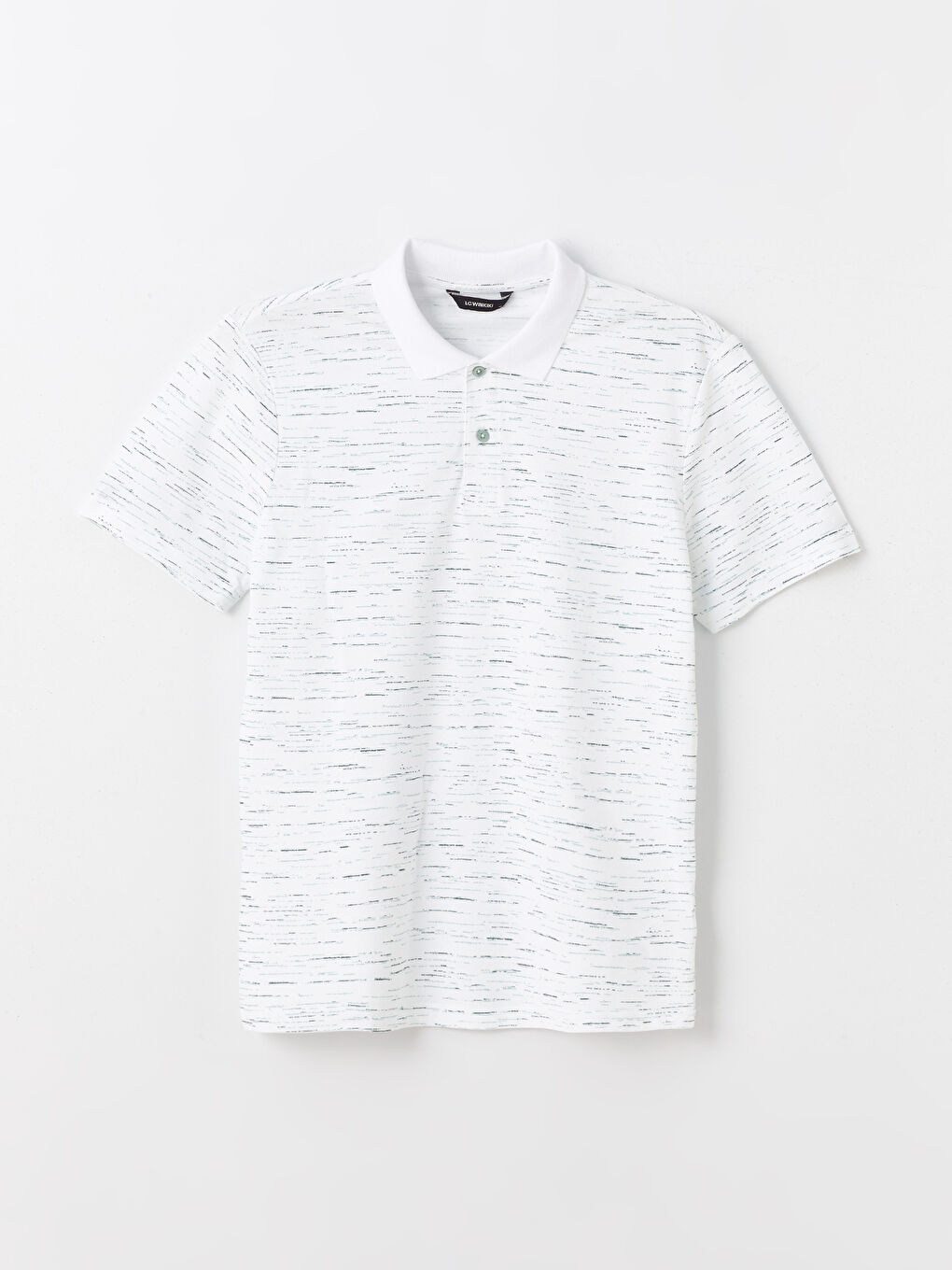 Yeşil Polo Yaka Kısa Kollu Desenli Pike Erkek Tişört-5