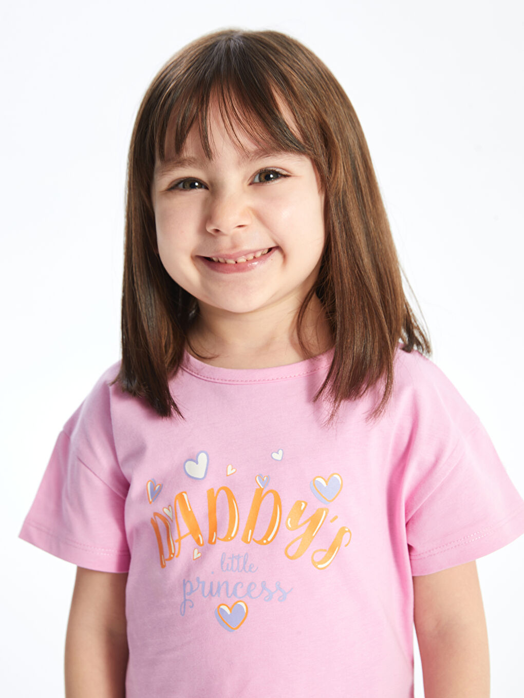 Pembe Bisiklet Yaka Kısa Kollu Baskılı Kız Bebek Tişört-2