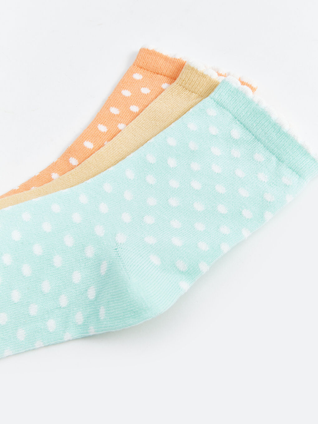 Turkuaz Puantiyeli Kız Bebek Soket Çorap 3'lü-2