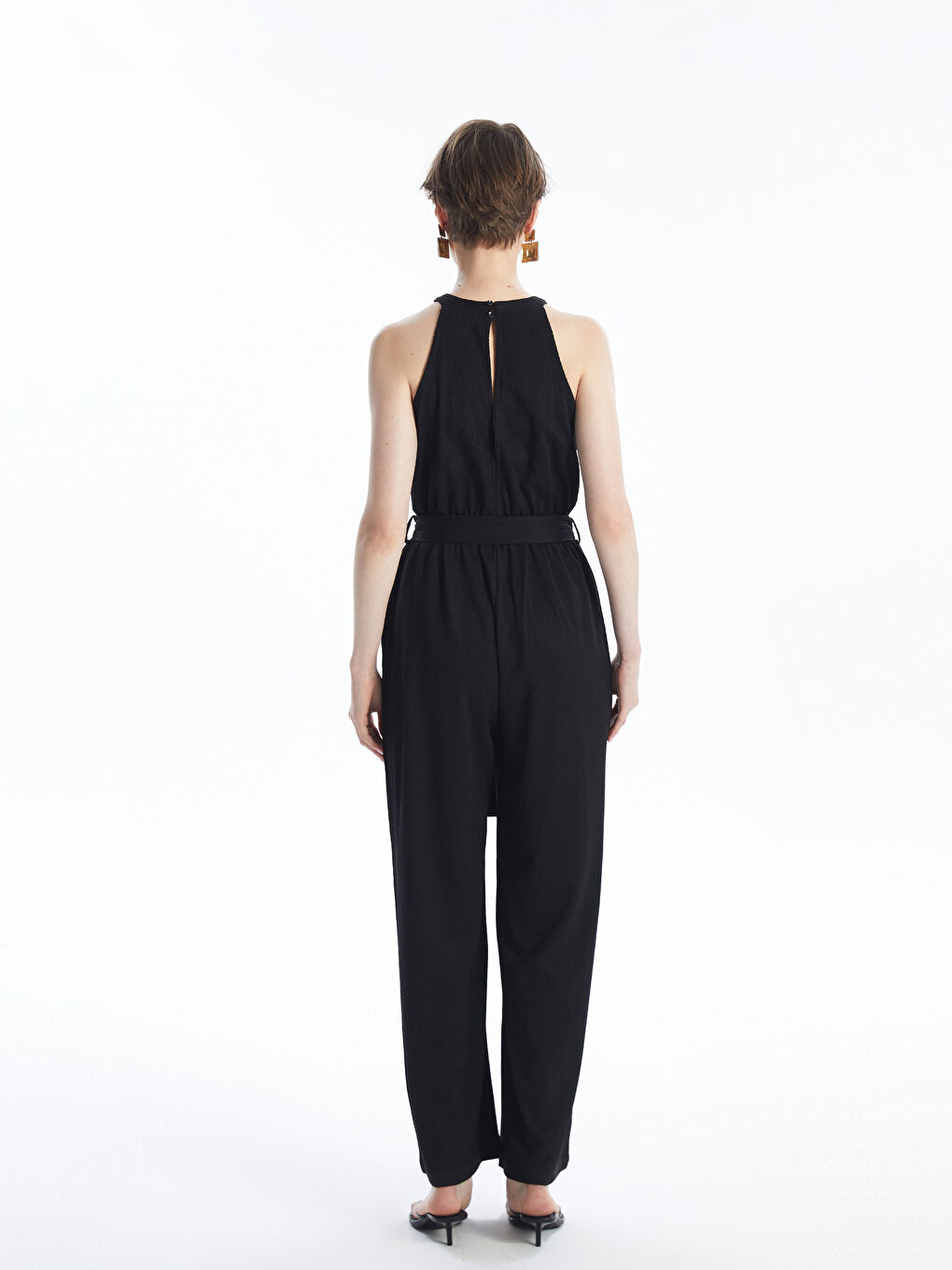 Women's Halter Neck Plain Jumpsuit -S4KB65Z8-CVL