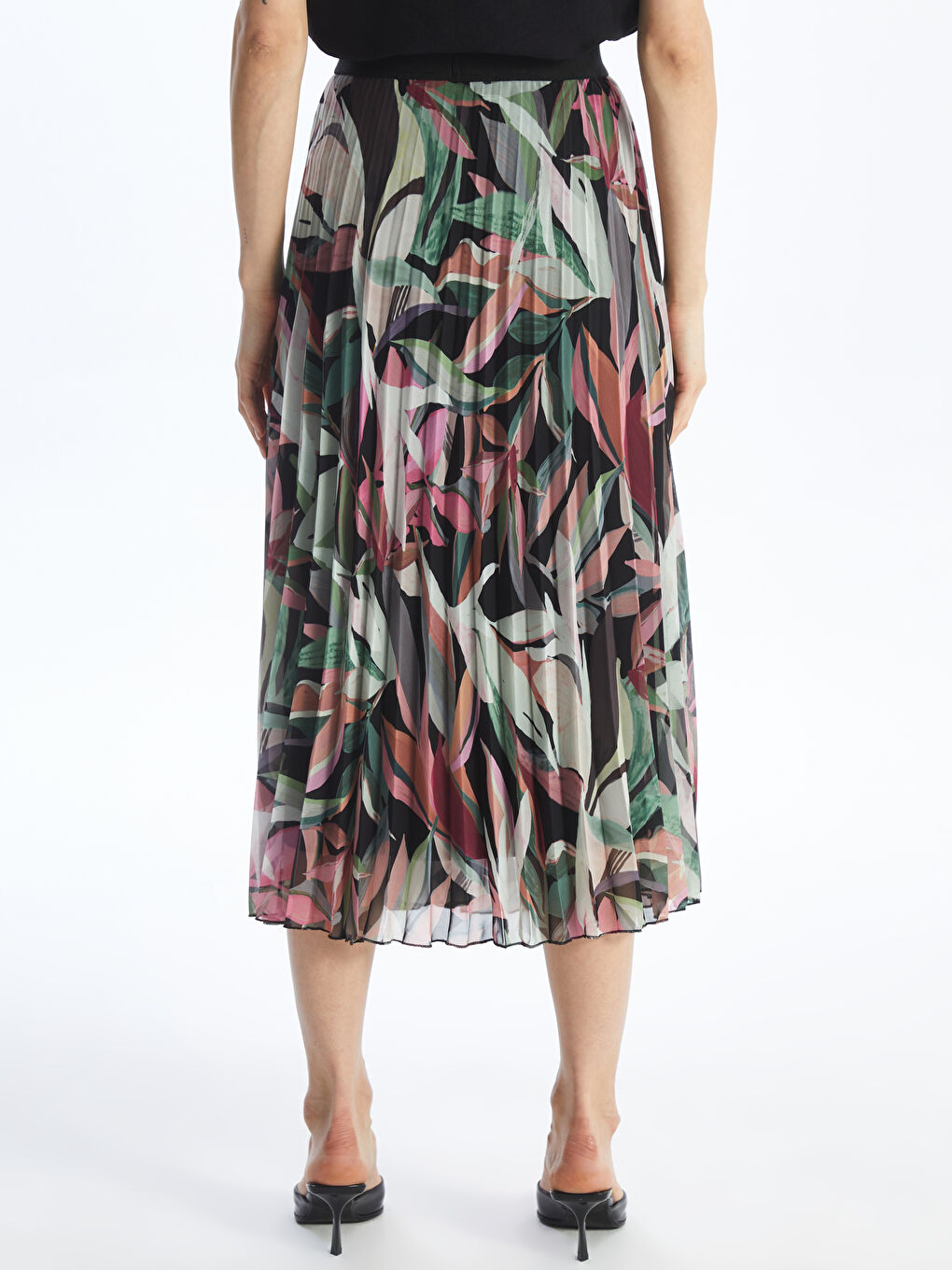 Elastic Waist Floral Chiffon Women's Pleated Skirt -S4KB68Z8-F9C