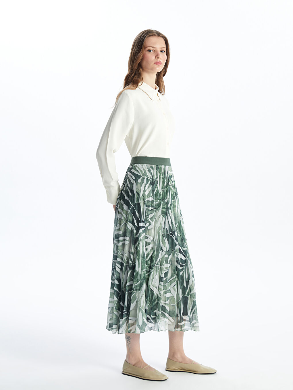 Elastic Waist Patterned Chiffon Women's Skirt -S4KB74Z8-LRR