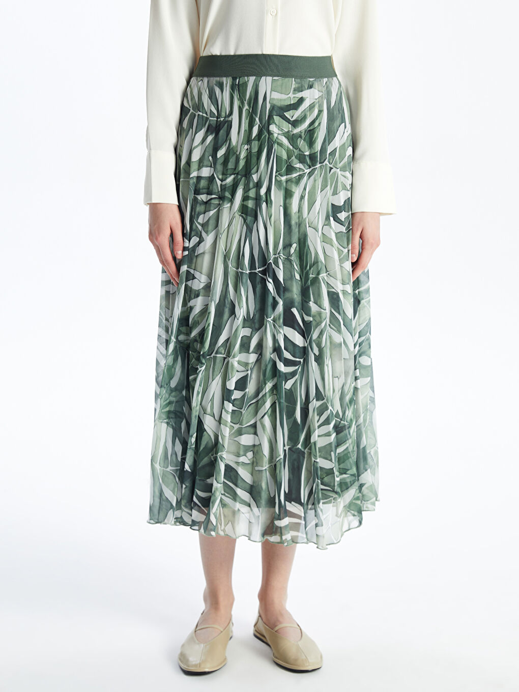 Elastic Waist Patterned Chiffon Women's Skirt -S4KB74Z8-LRR