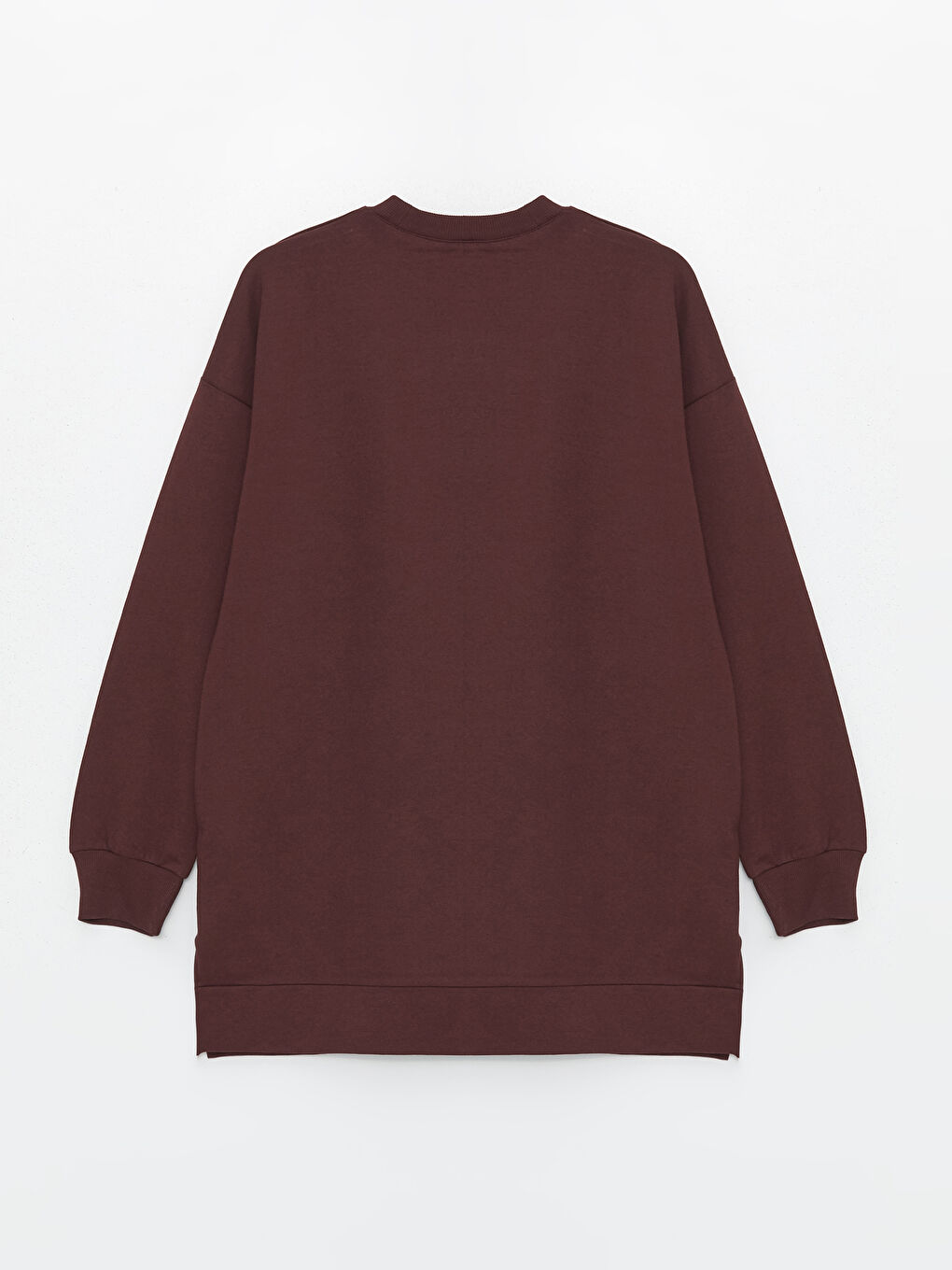 Kahverengi Bisiklet Yaka Baskılı Oversize Kadın Sweatshirt Tunik-6