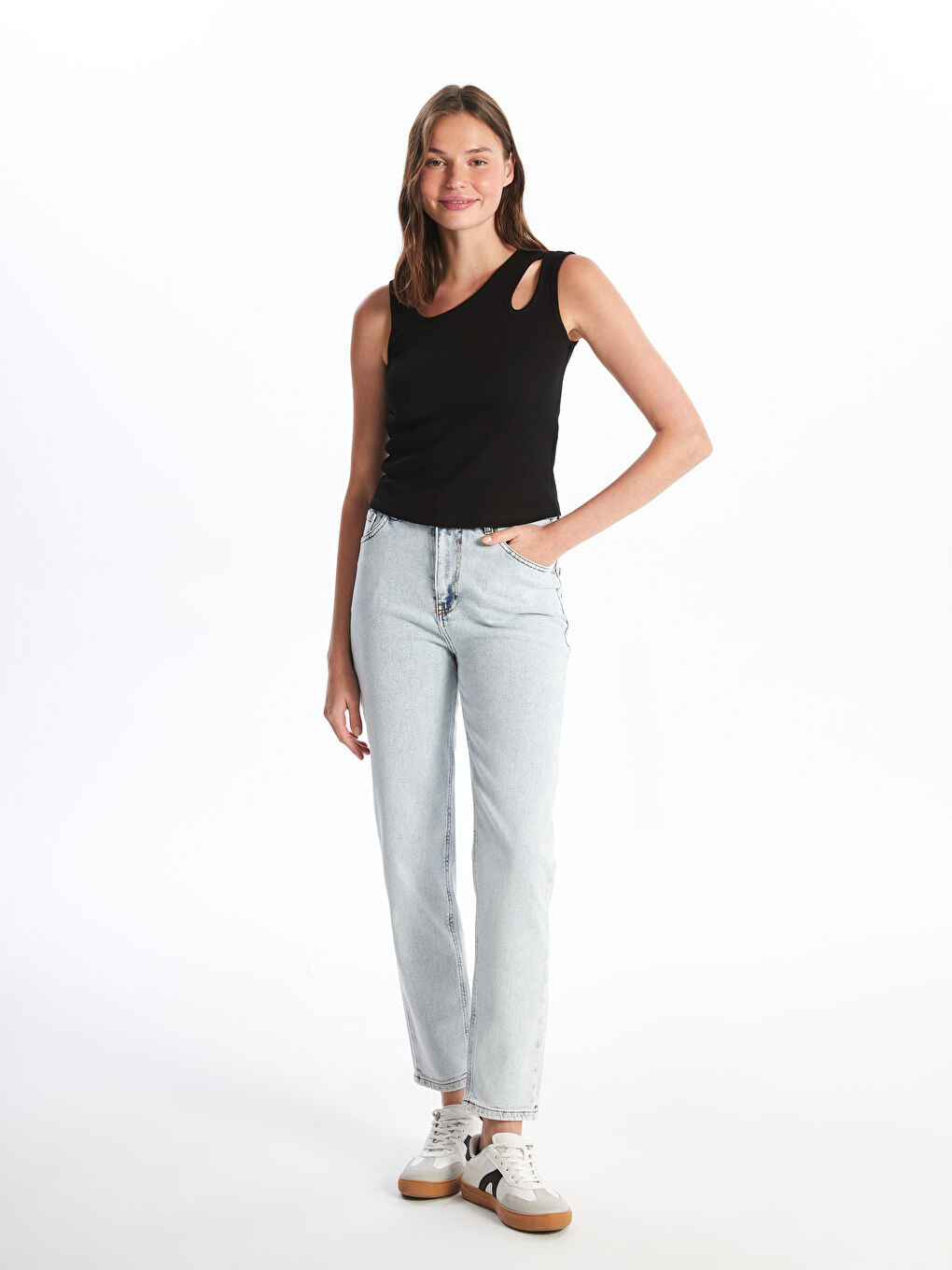 Crew Neck Window Detailed Women's Athlete -S4KC40Z8-CVL