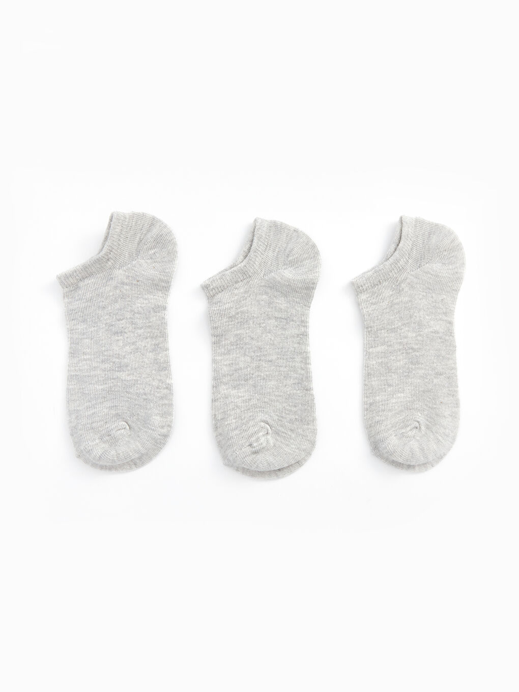 Gri Kadın Düz Patik Çorap 3'lü
