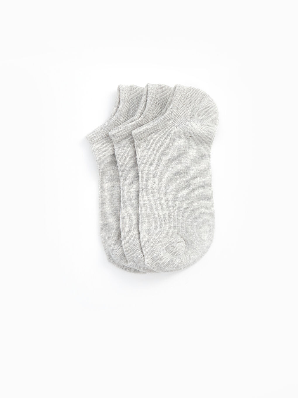 Gri Kadın Düz Patik Çorap 3'lü-1