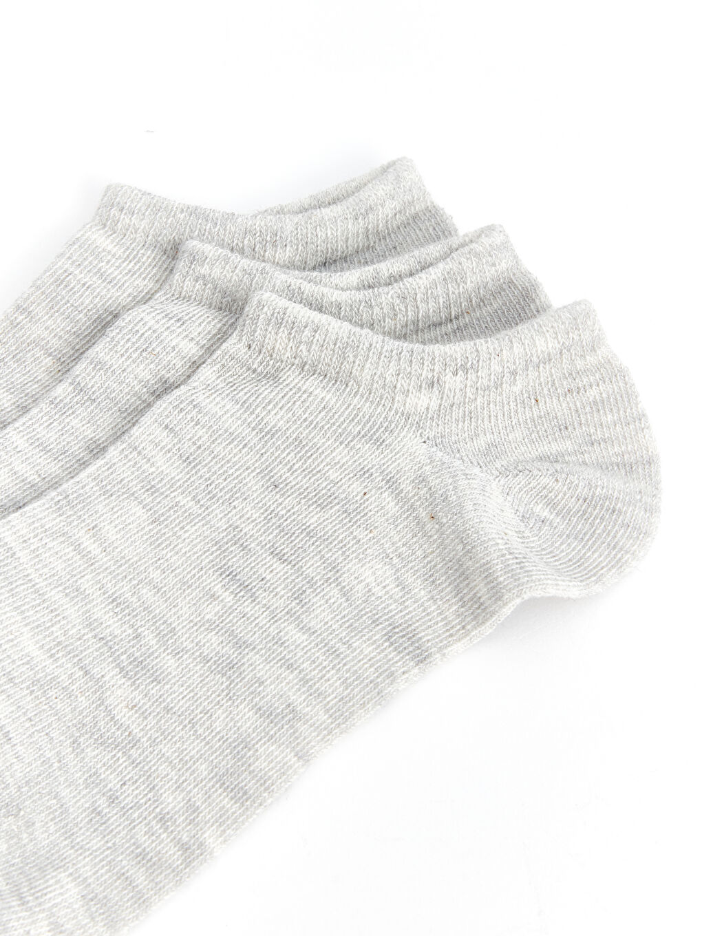Gri Kadın Düz Patik Çorap 3'lü-2