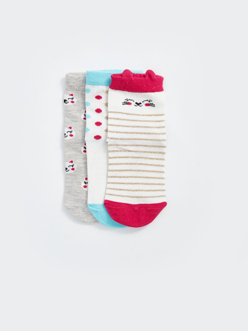 ნაბეჭდი ჩვილის გოგონებისთვის კოჭის წინდები 3-ცალიანი პაკეტი-1