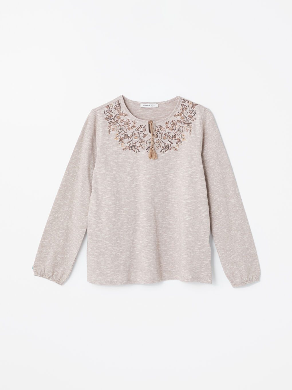 Tie Neck Flower Long Sleeve Women's Blouse -S4KC82Z8-D2Y
