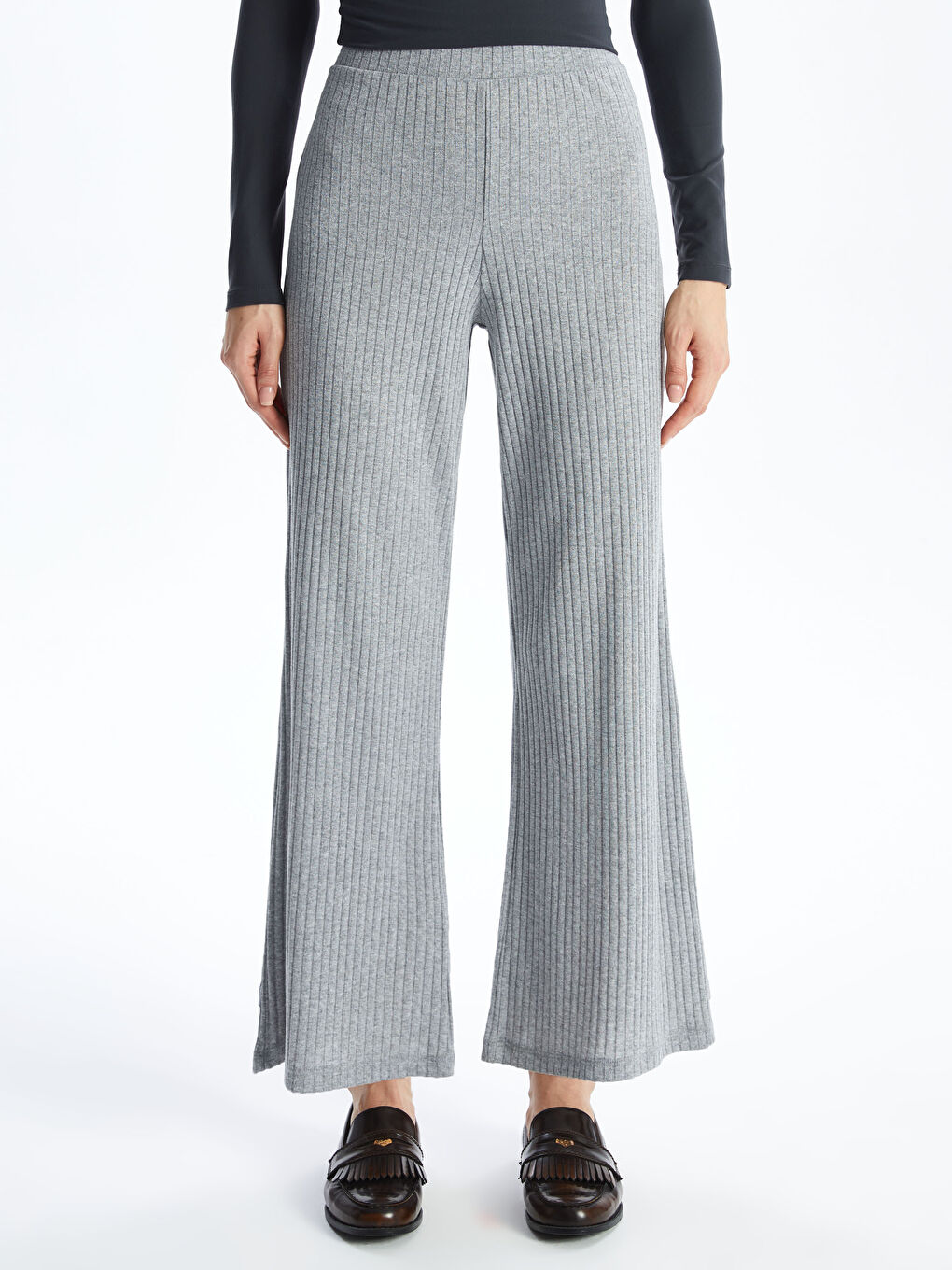 Ženske trenerke sa elastičnim strukom, jednostavne, široke nogavice-2