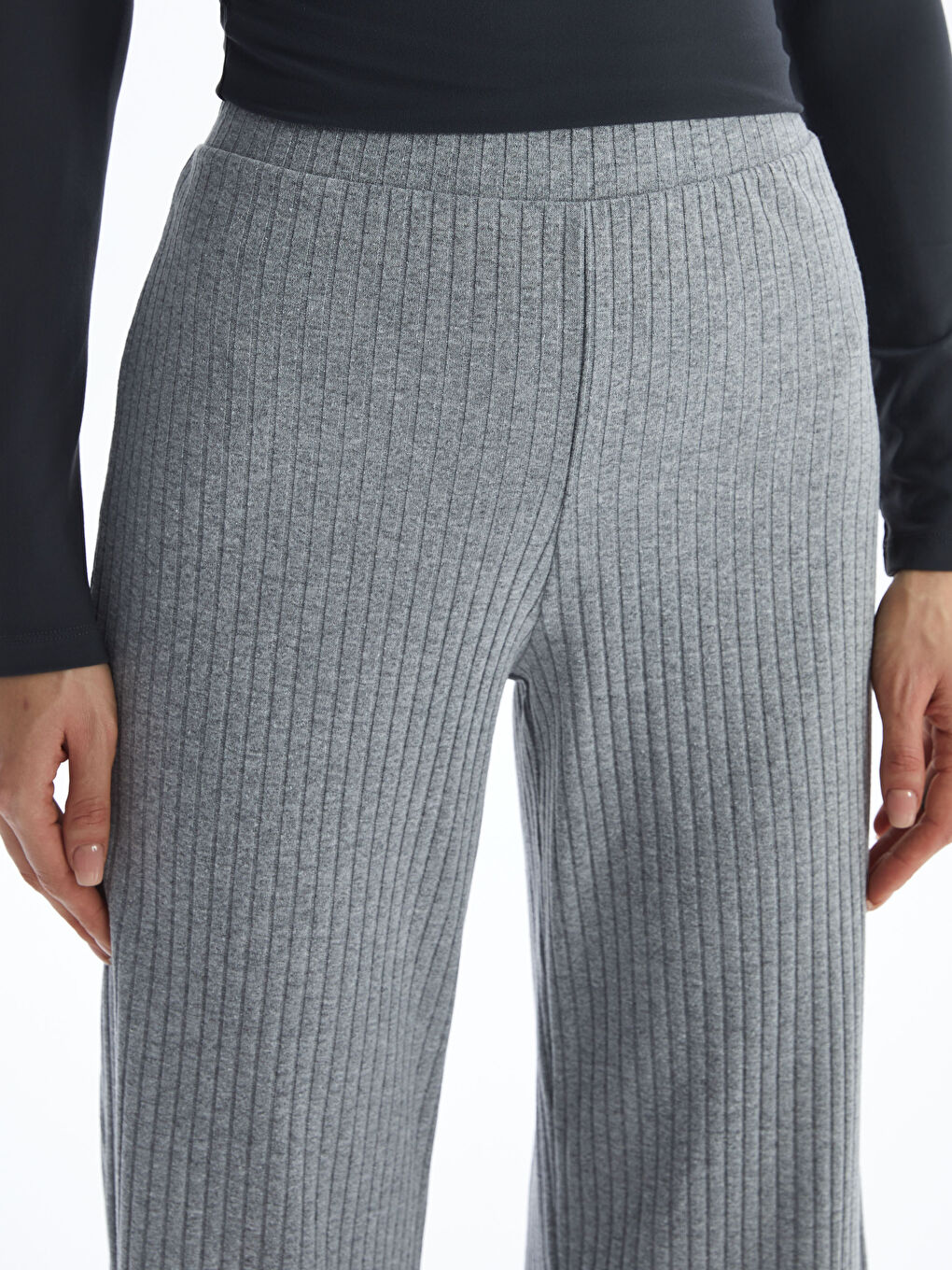 Ženske trenerke sa elastičnim strukom, jednostavne, široke nogavice-3