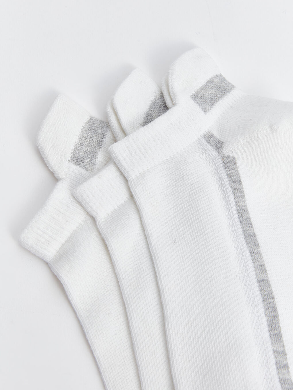 Beyaz Çizgili Erkek Patik Çorap 3'lü-2