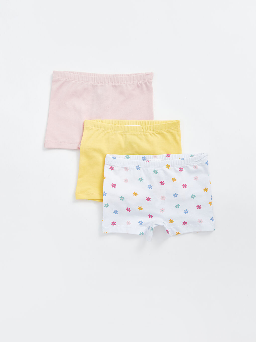 Ekru Beli Lastikli Baskılı Kız Bebek Boxer 3'lü