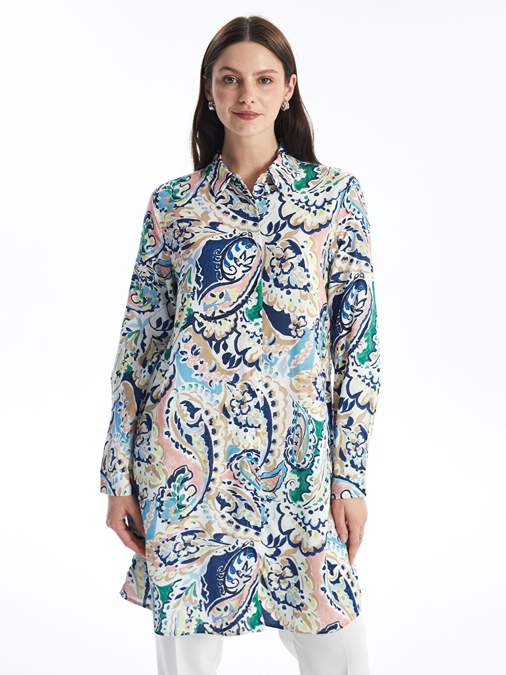 Karışık Desenli Kadın Gömlek Tunik