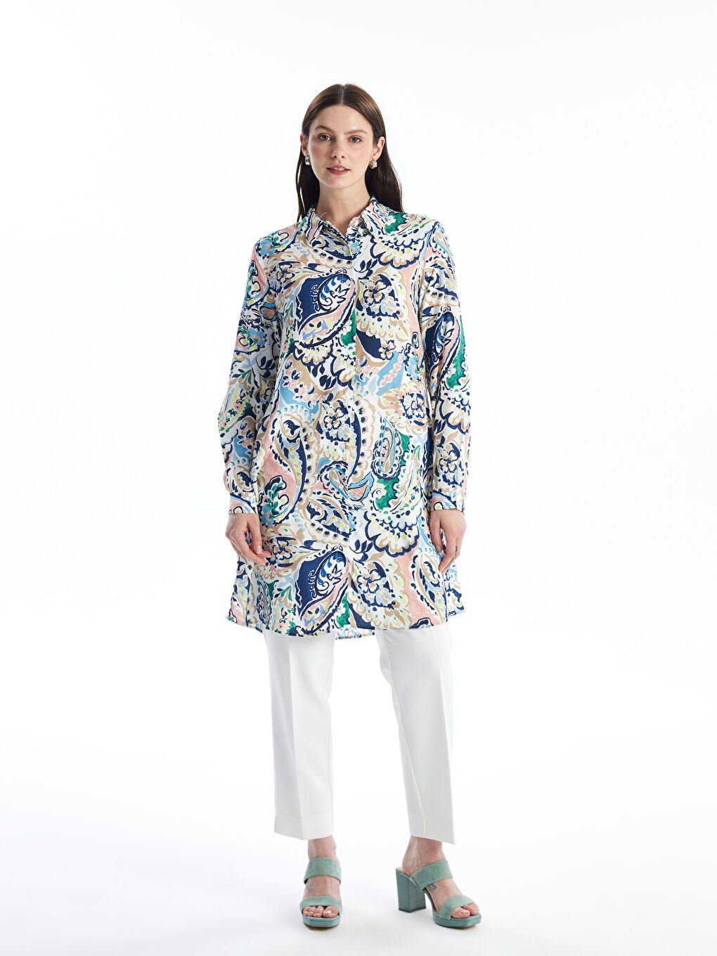 Karışık Desenli Kadın Gömlek Tunik-2