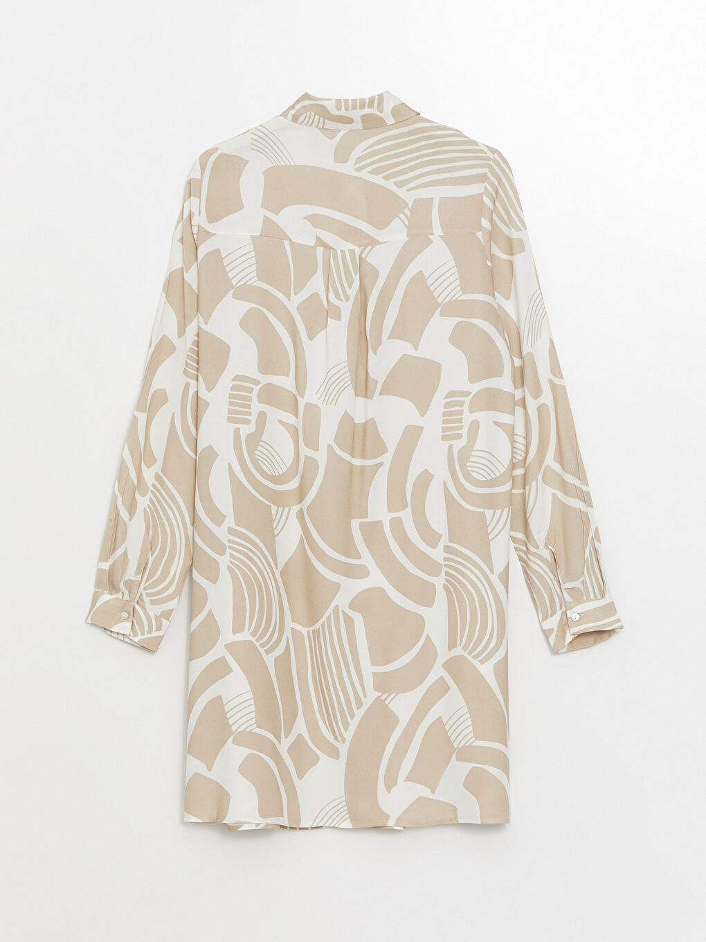 Bej Desenli Kadın Gömlek Tunik-6