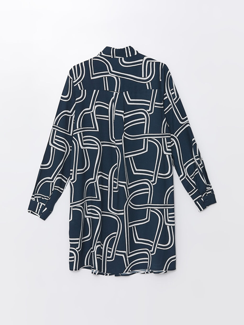 Mavi Desenli Kadın Gömlek Tunik-6