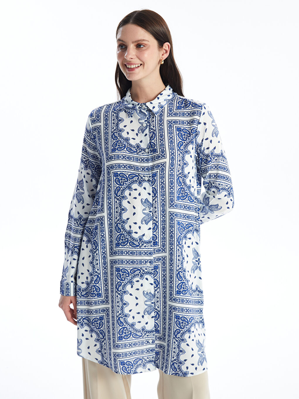 تونيك قميص نسائي منقوش-1