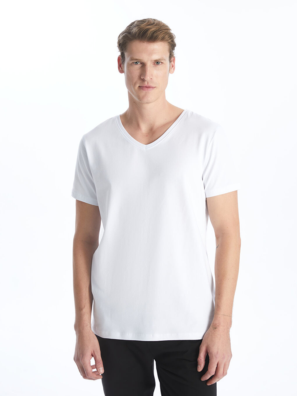 V Neck Short Sleeve Men's T-Shirt-1